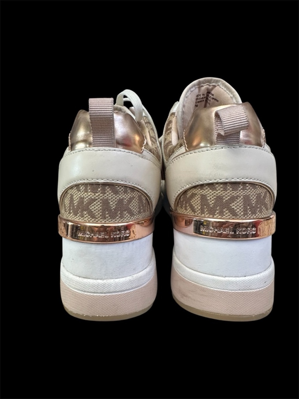 Michael Kors  leather trainer platform sneaker tennis shoe sz 7 copper accents - Picture 7 of 10